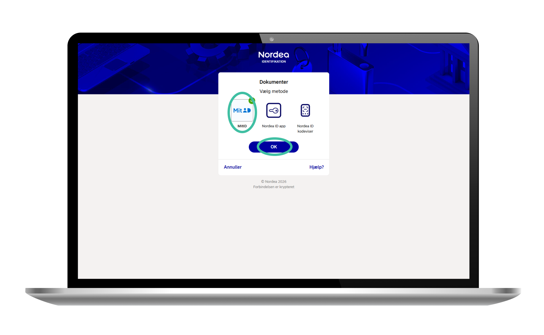5 Vælg login-metode